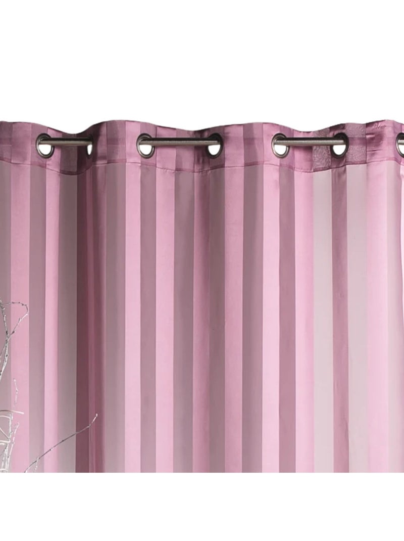 Voilage tissé à rayures verticales ton sur ton Vieux rose - Kiabi
