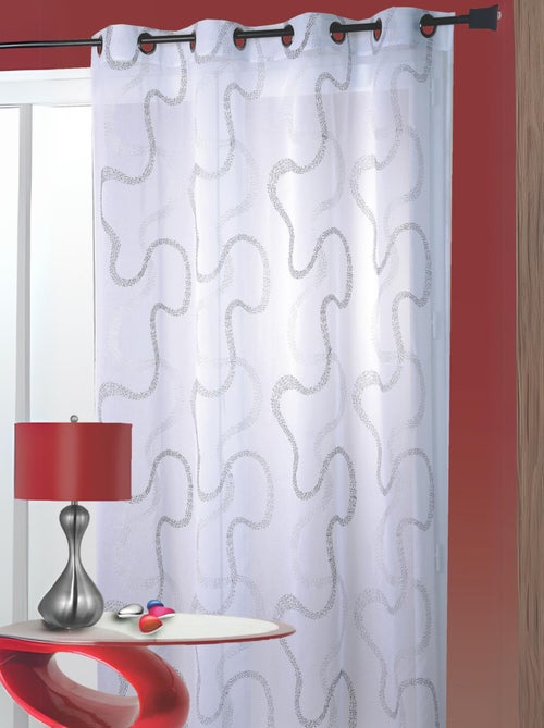 Voilage tissé et brodé en zig zag - Kiabi