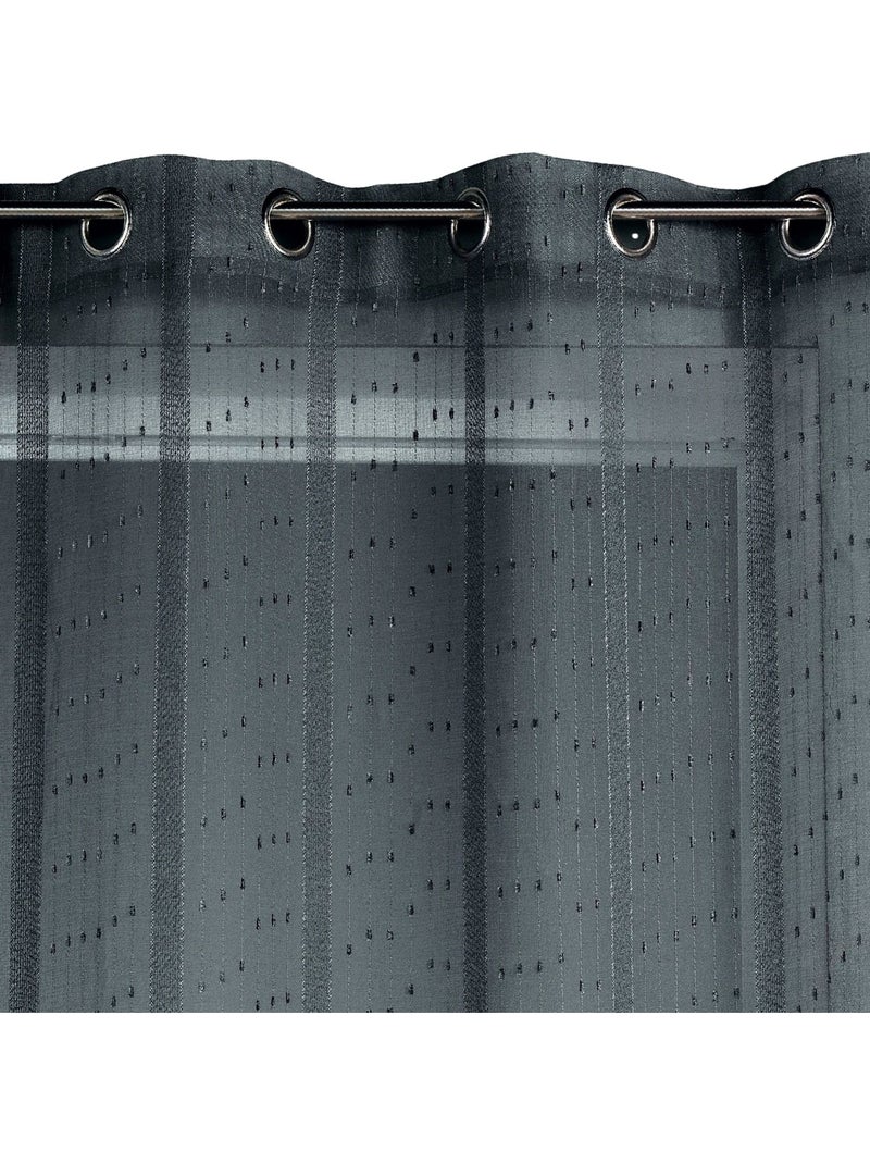 Voilage tissé et fileté gris anthracite - Kiabi