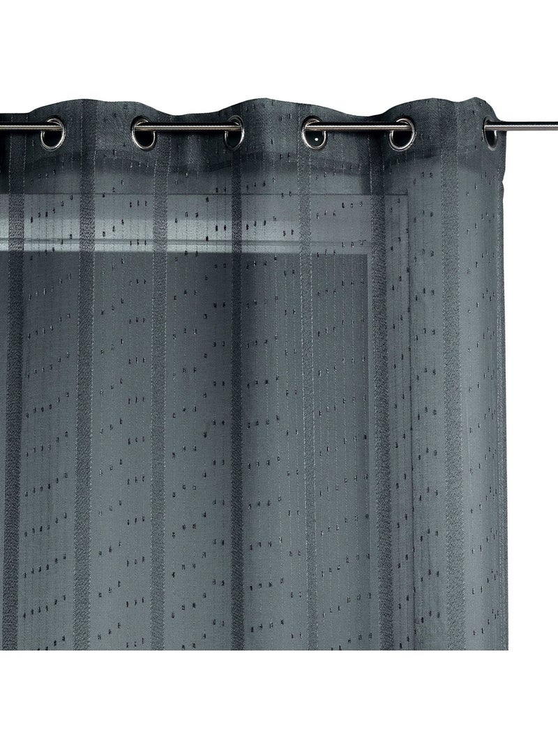 Voilage tissé et fileté gris anthracite - Kiabi