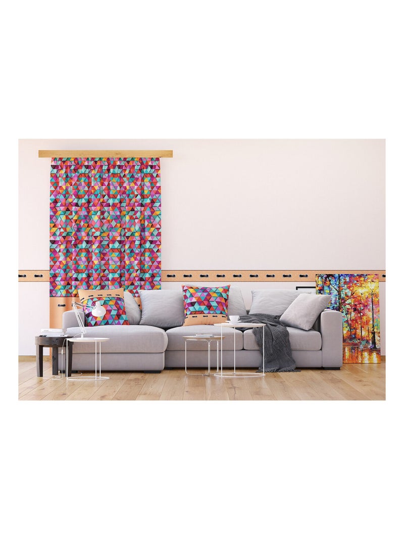 Voilage triangles multicolore - 1 pièce - L 140 cm x H 245 cm Multicolore - Kiabi