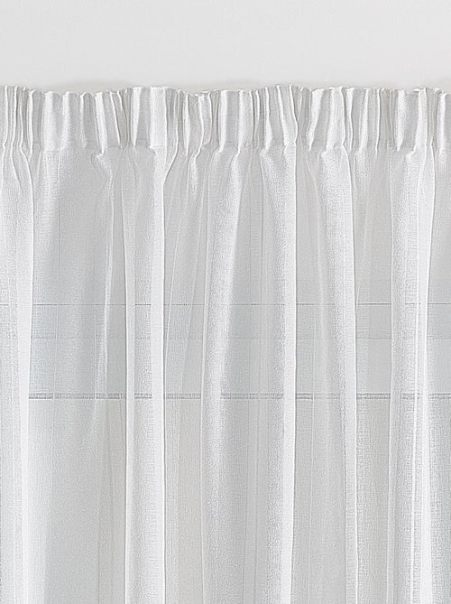 Voilage uni à galon fronceur et rayures fantaisie - Kiabi