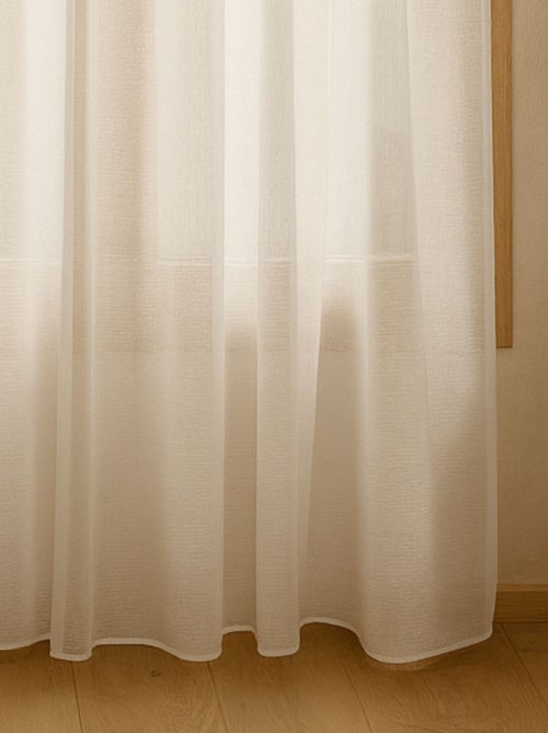 Voilage uni à galon fronceur et rayures fantaisie - Kiabi