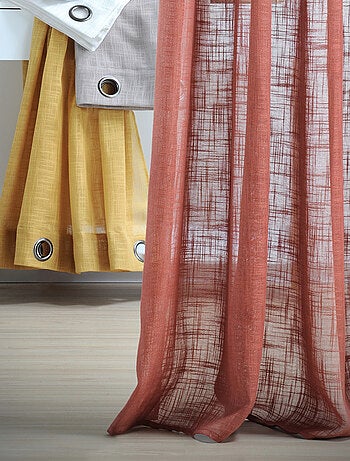 Voilage uni à œillets - Effet lin