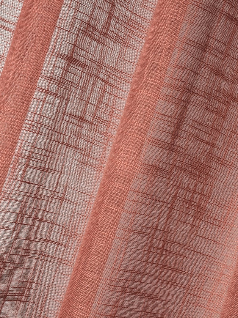 Voilage uni à œillets  - Effet lin Terracotta - Kiabi