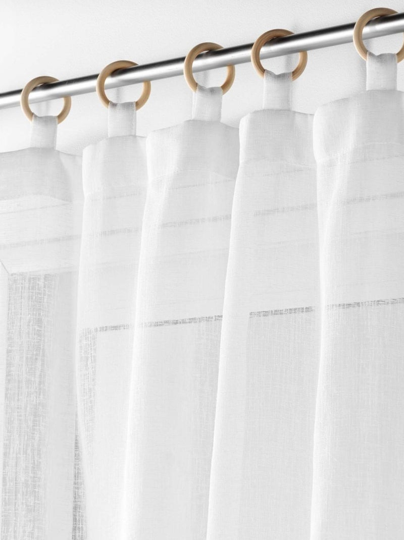 Voilage uni à œillets en bois intégrés Blanc - Kiabi