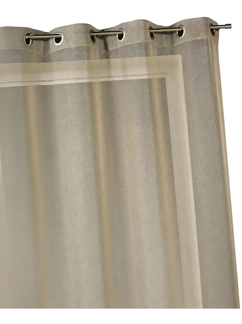 Voilage uni avec fils en lurex Beige - Kiabi