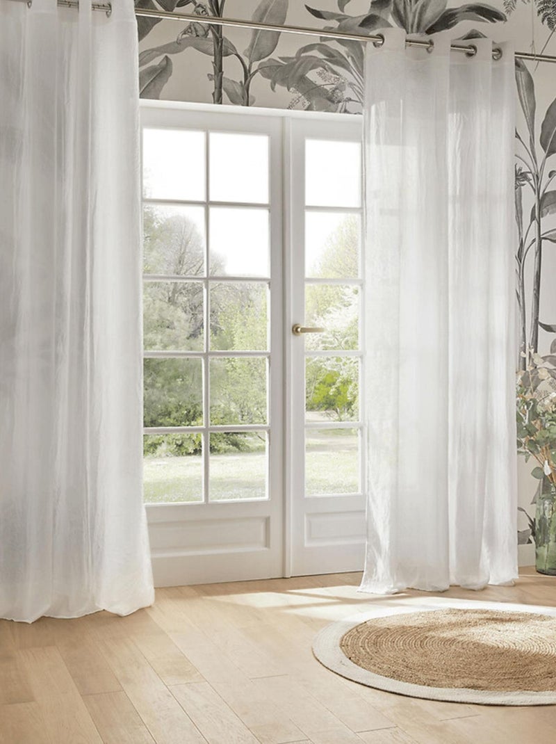 Voilage uni chiné poly-coton Blanc - Kiabi