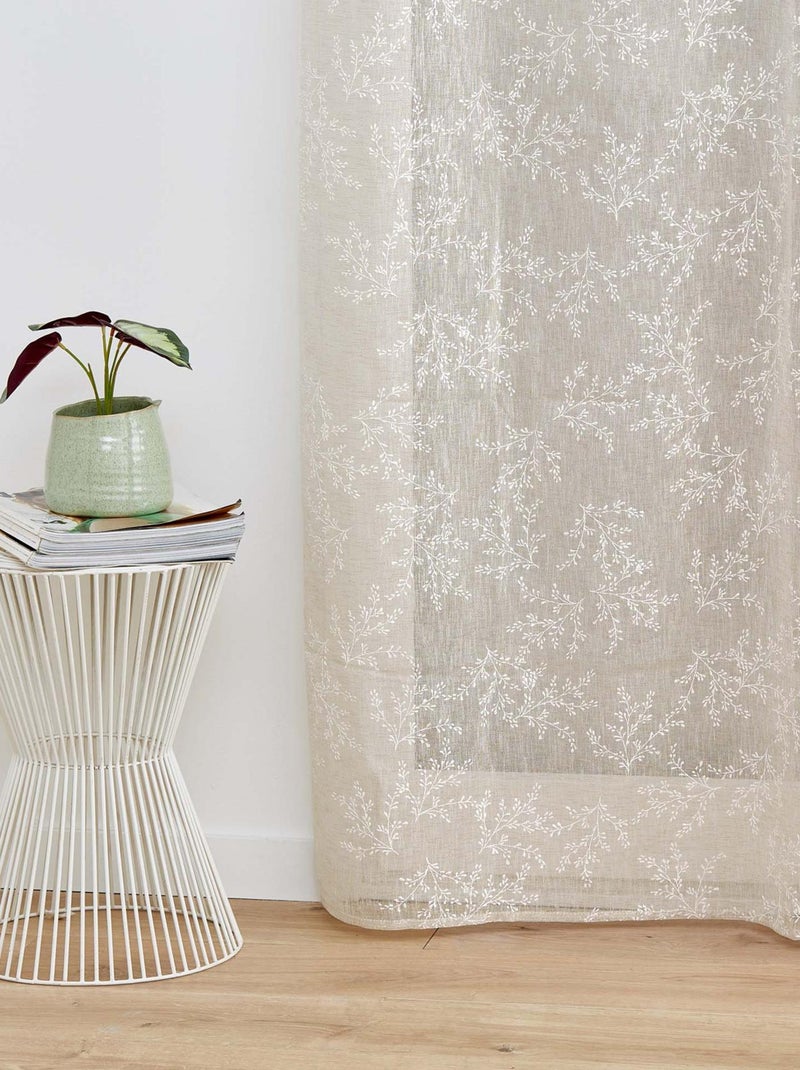 Voilage Vintage fleurs brodées Taupe - Kiabi