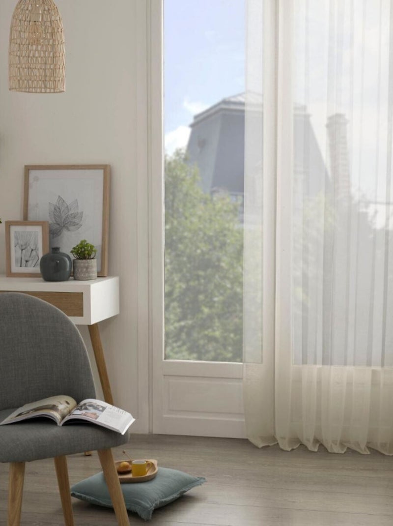 Voilages - Atmosphera - 100% Polyester Beige chiné - Kiabi