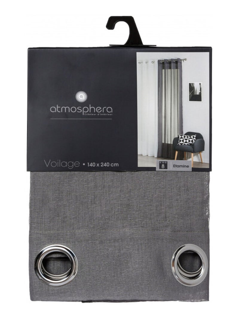Voilages - Atmosphera - 100% Polyester Gris - Kiabi