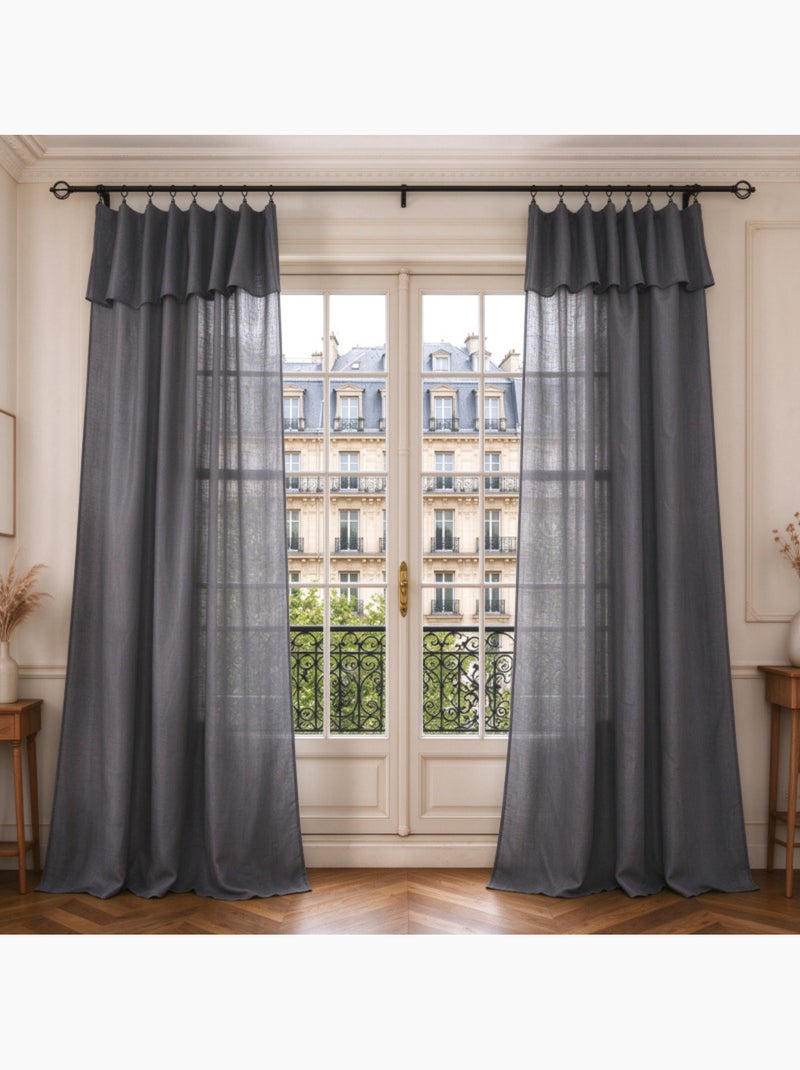 Voilages - coton pur - 100% polyester Gris foncé - Kiabi