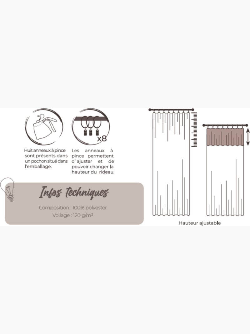 Voilages - Le Fil d'Ariane - 100% Polyester Beige sable - Kiabi