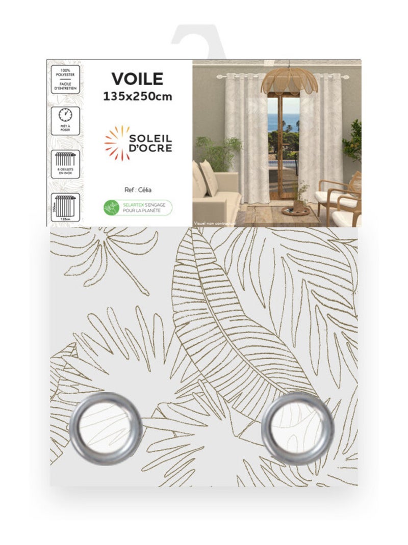 Voile à oeillets 135x250 cm CELIA, par Soleil d'Ocre Taupe - Kiabi