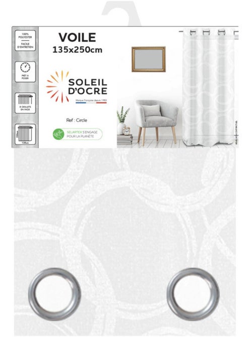 Voile à oeillets 135x250 cm CIRCLE, par Soleil d'Ocre - Kiabi