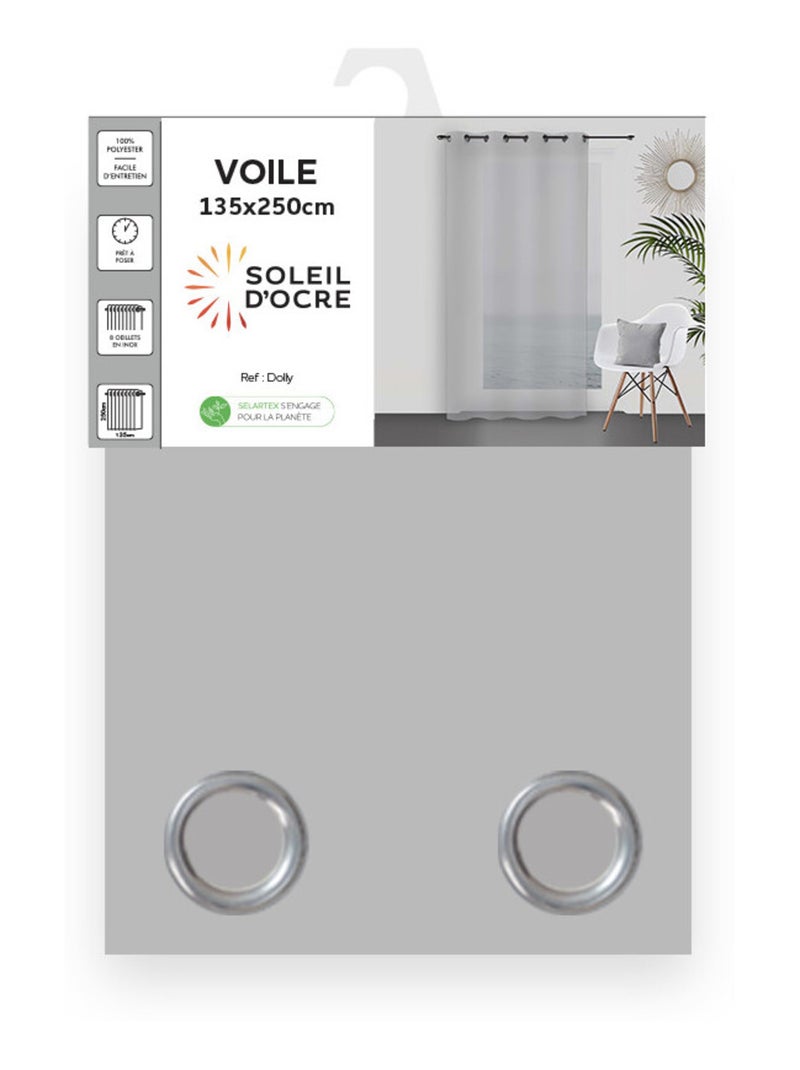 Voile à oeillets 135x250 cm DOLLY, par Soleil d'ocre Gris - Kiabi