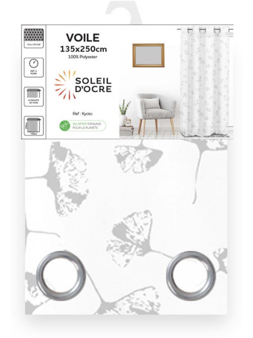 Voile à oeillets 135x250 cm KYOTO, par Soleil d'Ocre - Kiabi