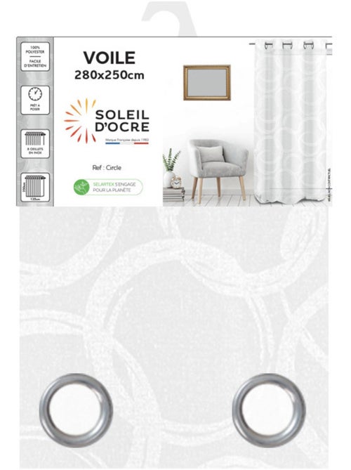 Voile à oeillets baie vitrée 280x250 CIRCLE, par Soleil d'Ocre - Kiabi