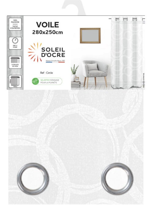 Voile à oeillets baie vitrée 280x250 CIRCLE, par Soleil d'Ocre - Kiabi