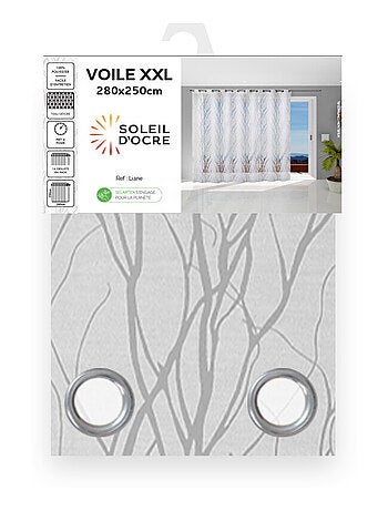 Voile à oeillets baie vitrée 280x250 cm LIANE, par Soleil d'ocre