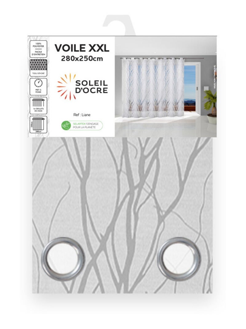 Voile à oeillets baie vitrée 280x250 cm LIANE, par Soleil d'ocre Blanc - Kiabi