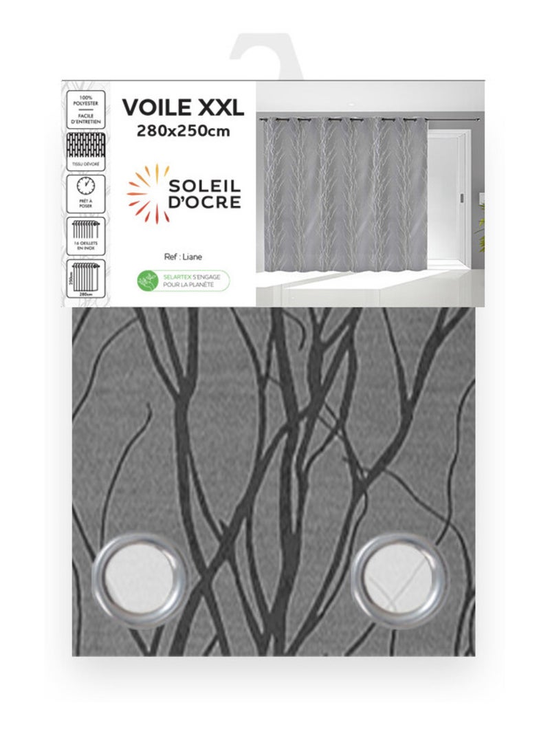 Voile à oeillets baie vitrée 280x250 cm LIANE, par Soleil d'ocre Gris - Kiabi