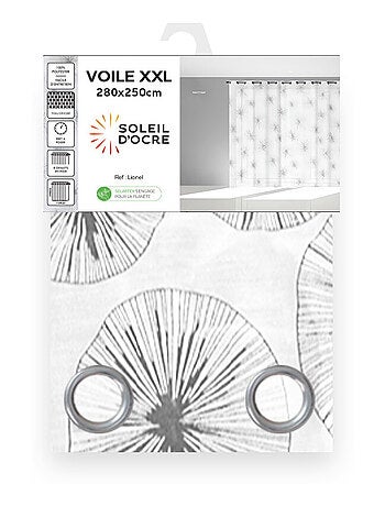Voile à oeillets baie vitrée 280X250 cm LIONEL blanc, par Soleil d'Ocre