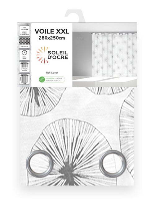 Voile à oeillets baie vitrée 280X250 cm LIONEL blanc, par Soleil d'Ocre - Kiabi