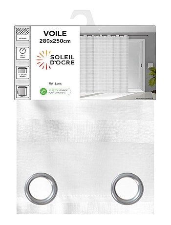 Voile à oeillets baie vitrée 280X250 cm LOUIS, par Soleil d'Ocre