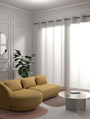 Voile à oeillets baie vitrée 280x250 cm MAELIS blanc, pas Soleil d'ocre