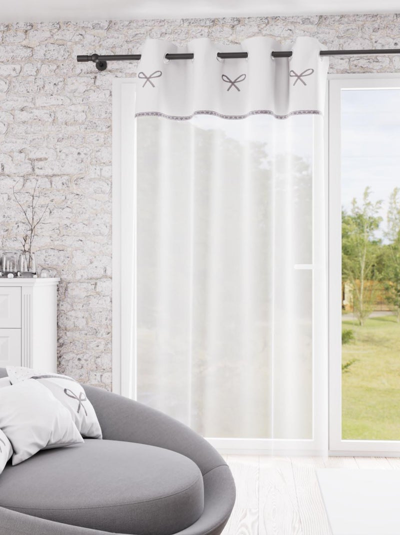 Voile à oeillets brodé en coton 135x250 cm EMILIE, par Soleil d'ocre Blanc - Kiabi