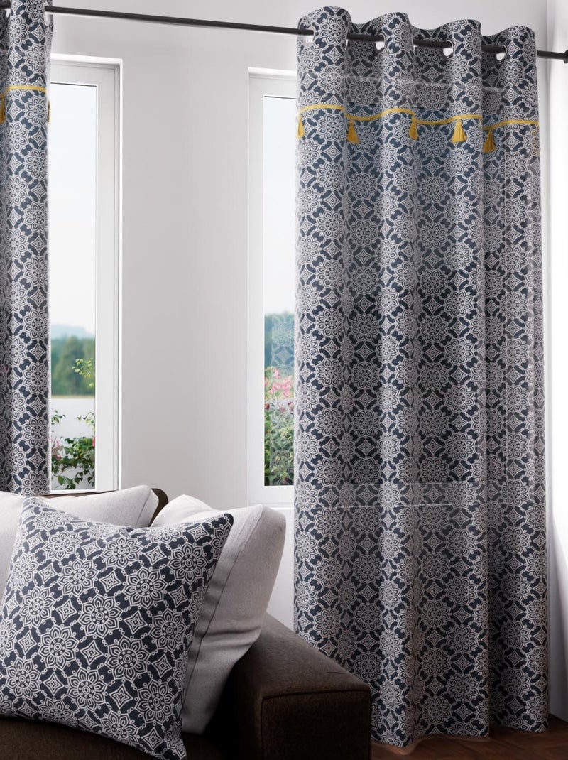 Voile à oeillets coton 135x250 cm ESMERALDA, par Soleil d'ocre Bleu - Kiabi