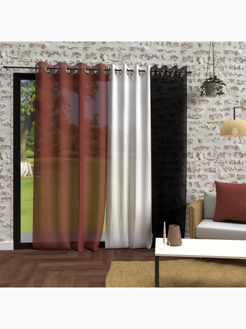 Voile à oeillets effet froissé 135x250 cm BOHEME, par Soleil d'Ocre Brique - Kiabi