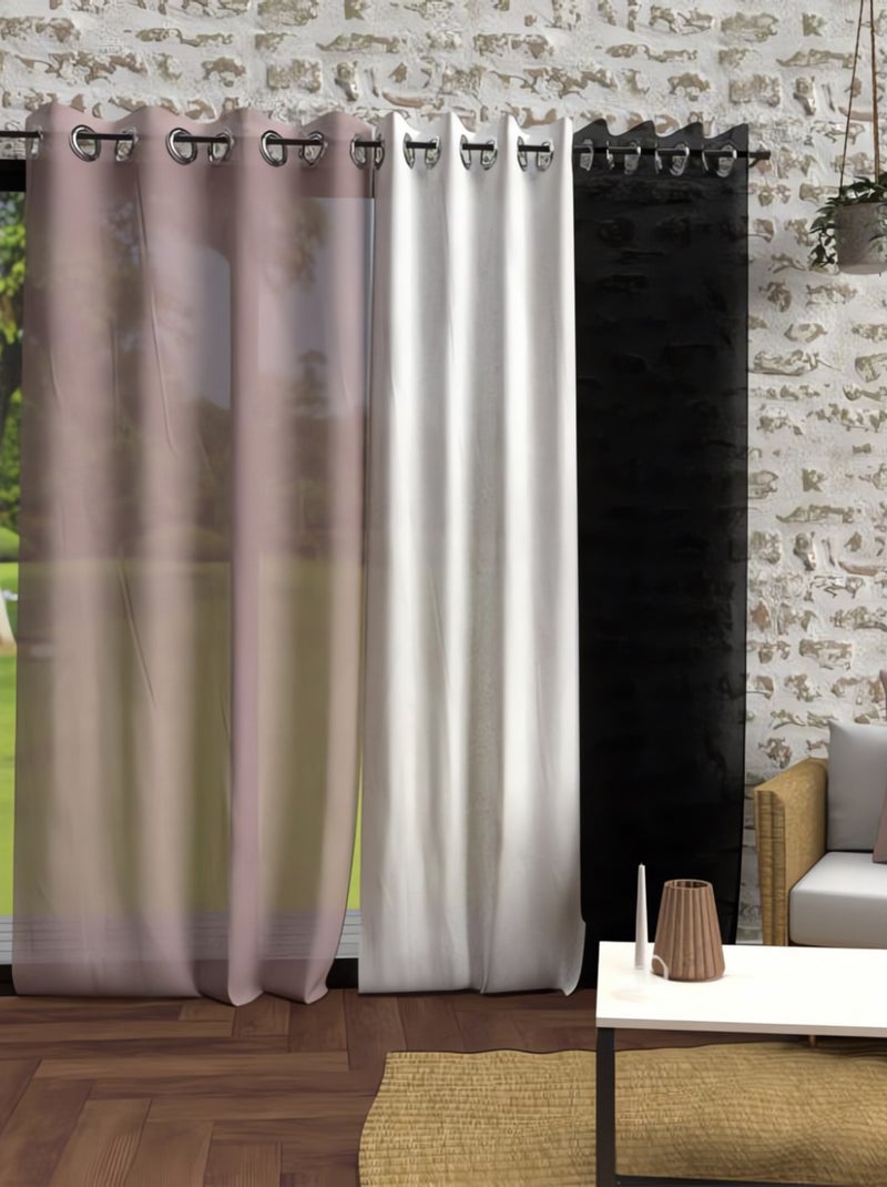 Voile à oeillets effet froissé 135x250 cm BOHEME, par Soleil d'Ocre Rose - Kiabi