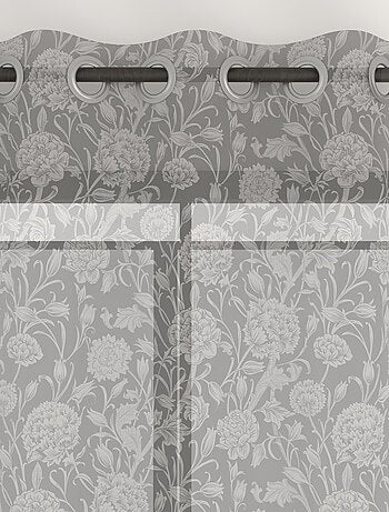 Voile à oeillets imprimé en polycoton 135x250 cm DAHLIA, par Soleil d'Ocre