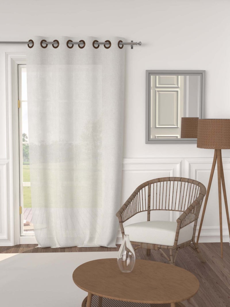 Voile à oeillets lin coton 135x250 cm lino, par soleil d'ocre Blanc - Kiabi