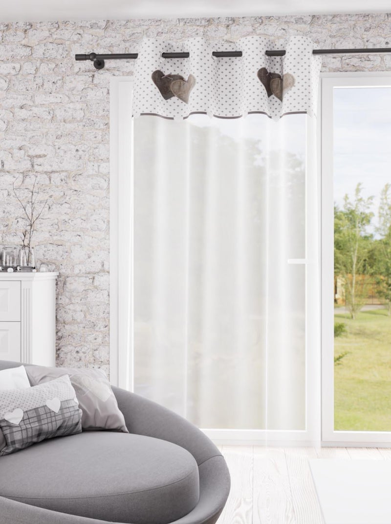 Voile à oeillets pur coton 135x250 cm LOVE, par Soleil d'Ocre Gris - Kiabi