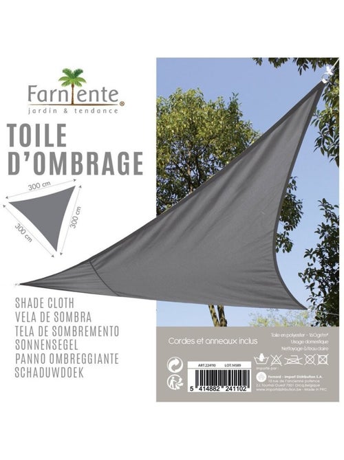 Voile d'ombrage 3x3x3 m anthracite - Kiabi