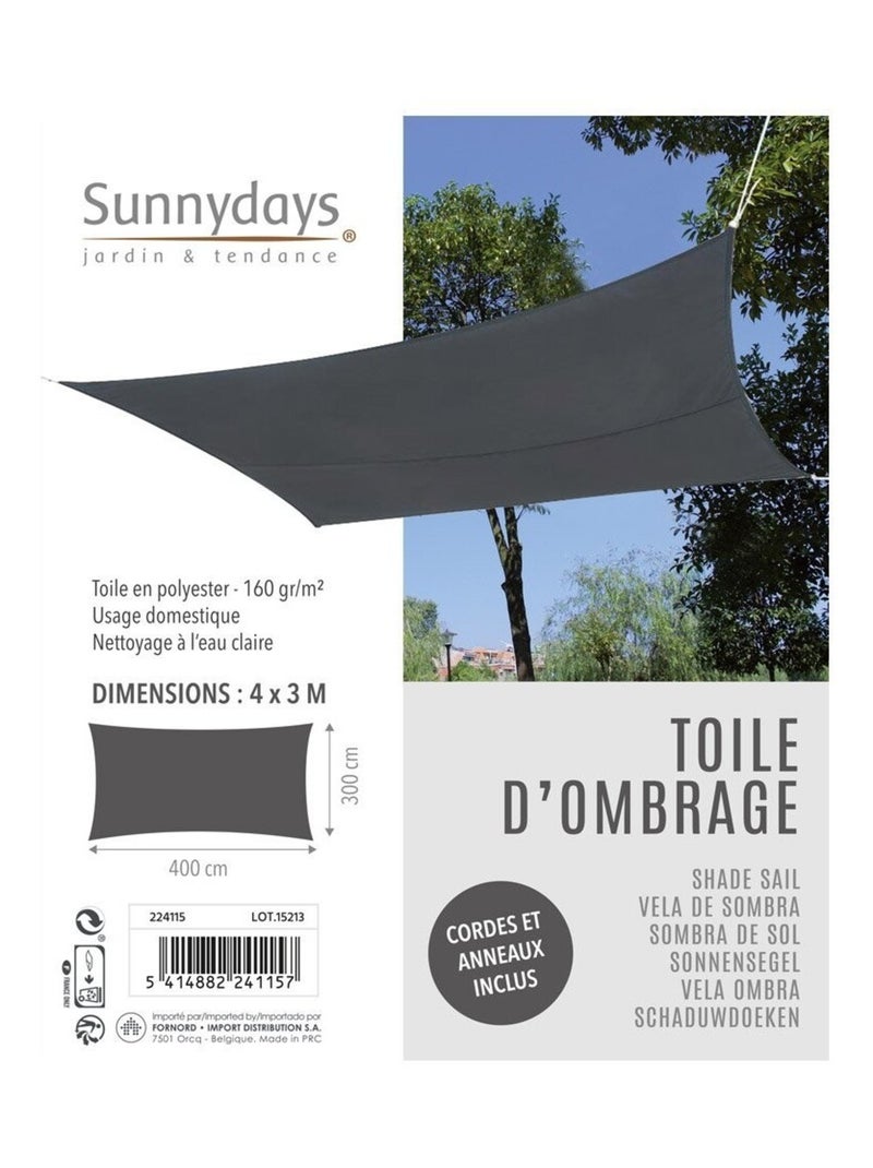Voile d'ombrage 4x3 m anthracite gris anthracite - Kiabi