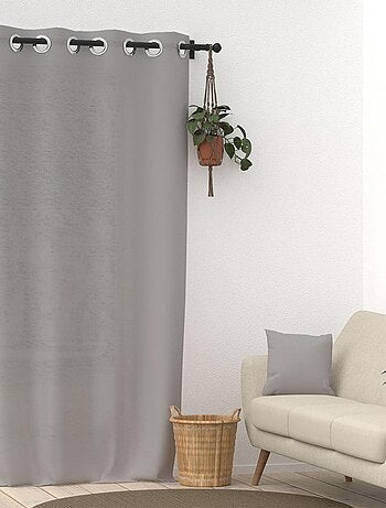 Voile lin à oeillets 135x250 cm LINEN gris, par Soleil d'Ocre