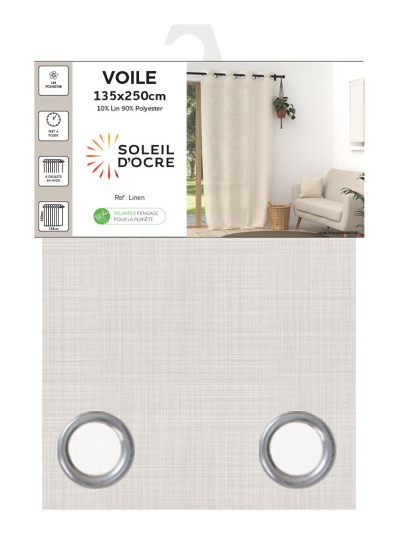 Voile lin à oeillets LINEN, par Soleil d'Ocre Beige - Kiabi