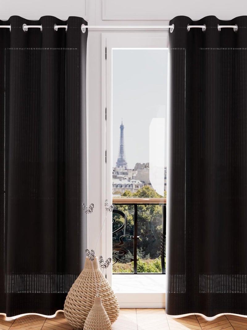 Voile oeillets jacquard 135X250 cm VELVET, par Soleil d'ocre gris anthracite - Kiabi