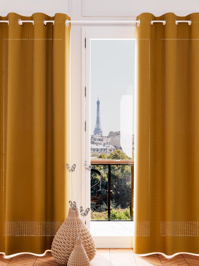 Voile oeillets jacquard 135X250 cm VELVET, par Soleil d'ocre Jaune moutarde - Kiabi