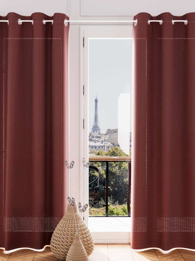 Voile oeillets jacquard 135X250 cm VELVET, par Soleil d'ocre Orange - Kiabi