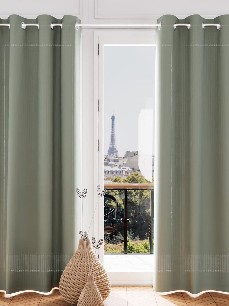 Voile oeillets jacquard 135X250 cm VELVET, par Soleil d'ocre Vert - Kiabi