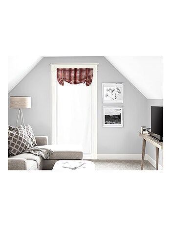 Voile porte fenêtre 70x200 cm VICHY rouge, en coton jacquard