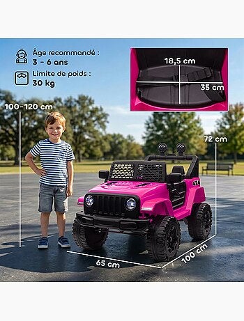 Voiture 4x4 électrique enfant 12 v 5 km/h max. Avec télécommande rose