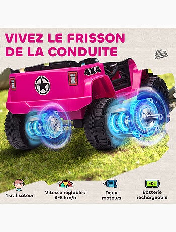 Voiture 4x4 électrique enfant 12 v 5 km/h max. Avec télécommande rose