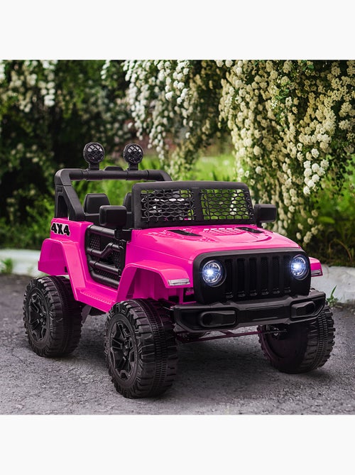 Voiture 4x4 électrique enfant 12 v 5 km/h max. Avec télécommande rose - Kiabi