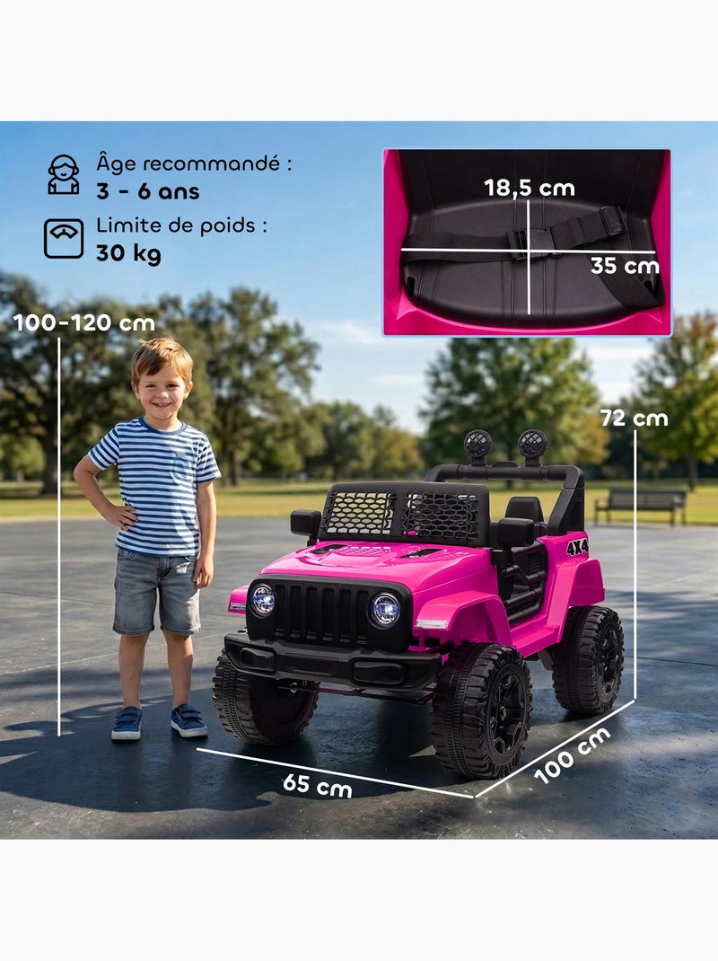 Voiture 4x4 électrique enfant 12 v 5 km/h max. Avec télécommande rose Rose - Kiabi
